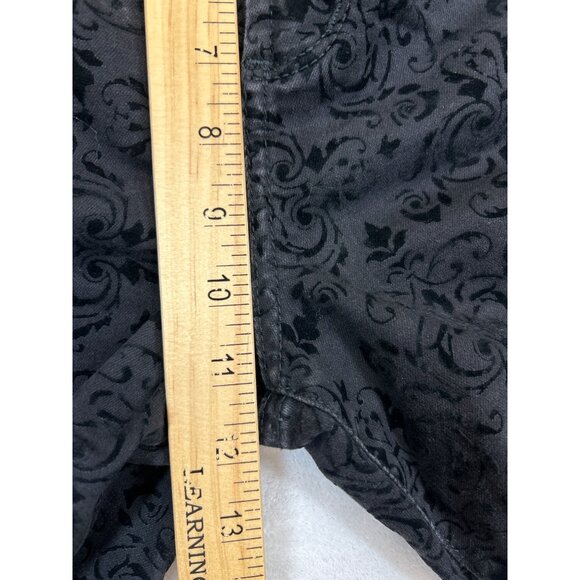 NYDJ Pants Womens 12 Black Velvet Flocked‎ Slim Straight USA - Picture 7 of 9